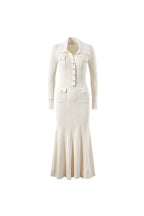 Flowering Girl Women Jersey Button Long Sleeve Midi Dress