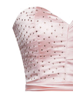 Flowering Girl Women Pink Strapless Satin Bodycon Mini Dress
