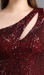 Flowering Girl Women Red Cutout Sequin Maxi Dress