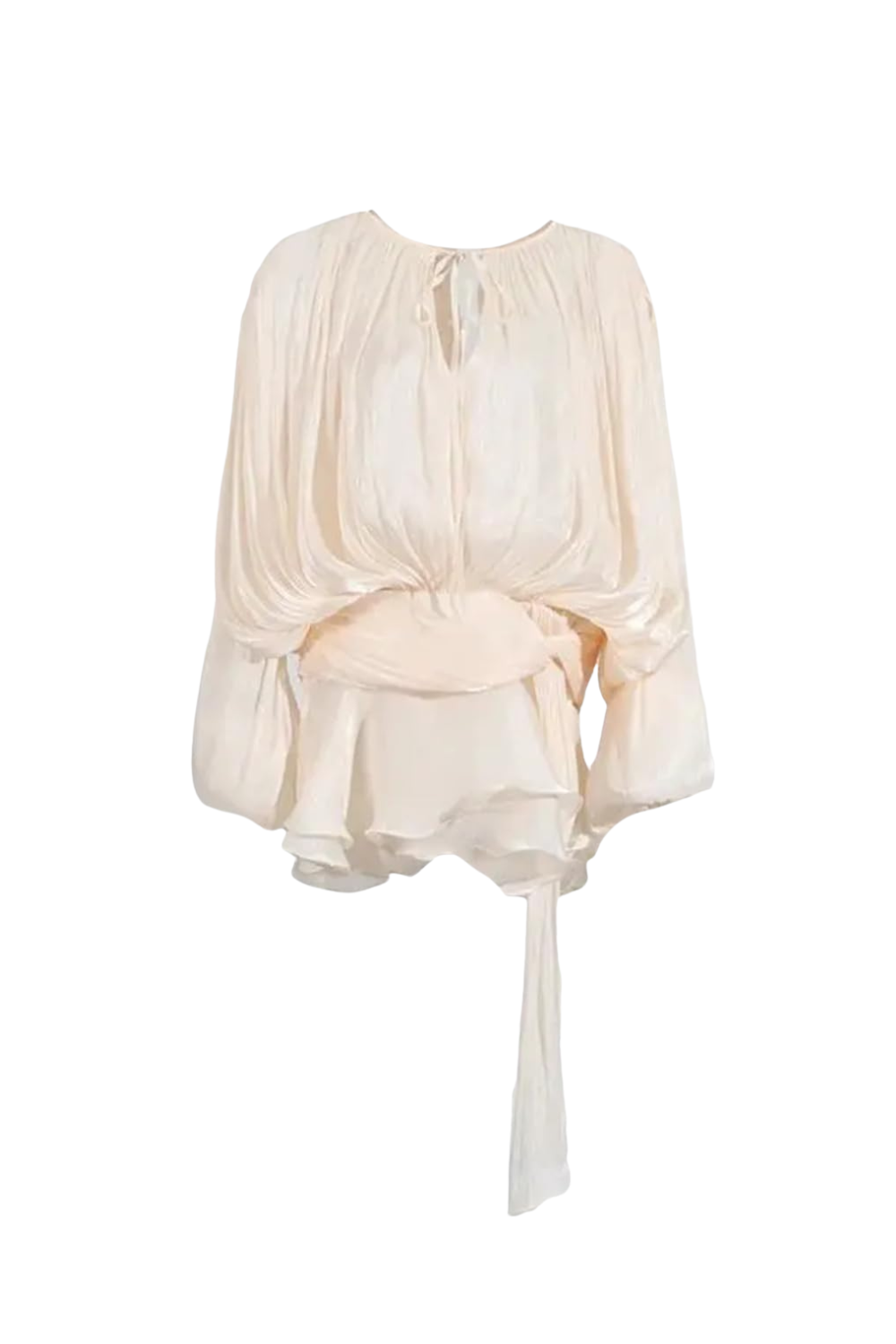 hermosa Balloon Sleeve Ruch Ruffle Mini Dress In Apricot