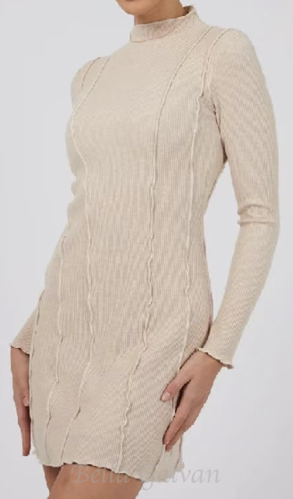 Flowering Girl Women stripe-embellished knit Mini Dress in Natural