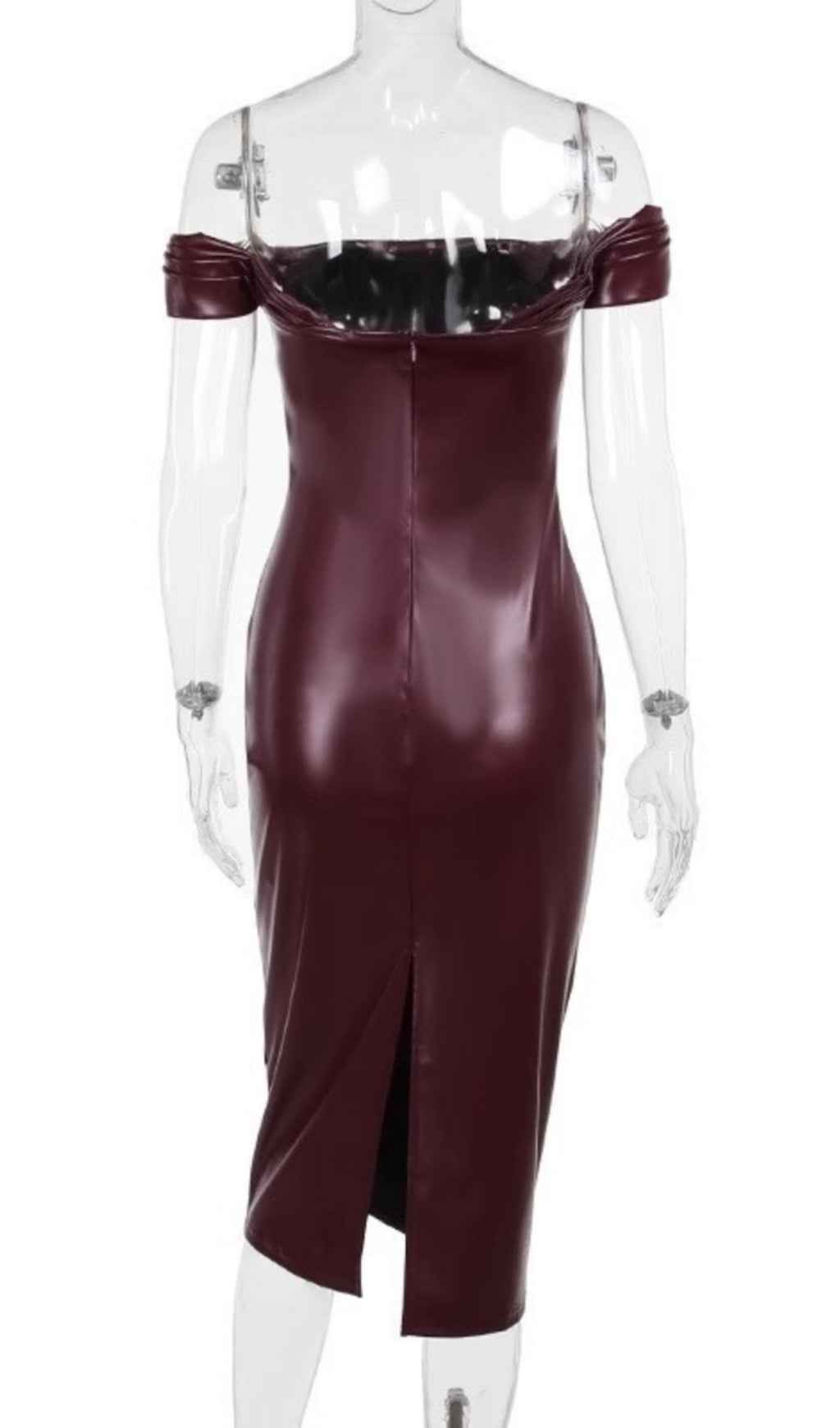 Flowering Girl Women Off Shoulder Ruched Leather Dress