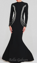 Flowering Girl Women Ashley crystal embellished bodycon maxi dress in black