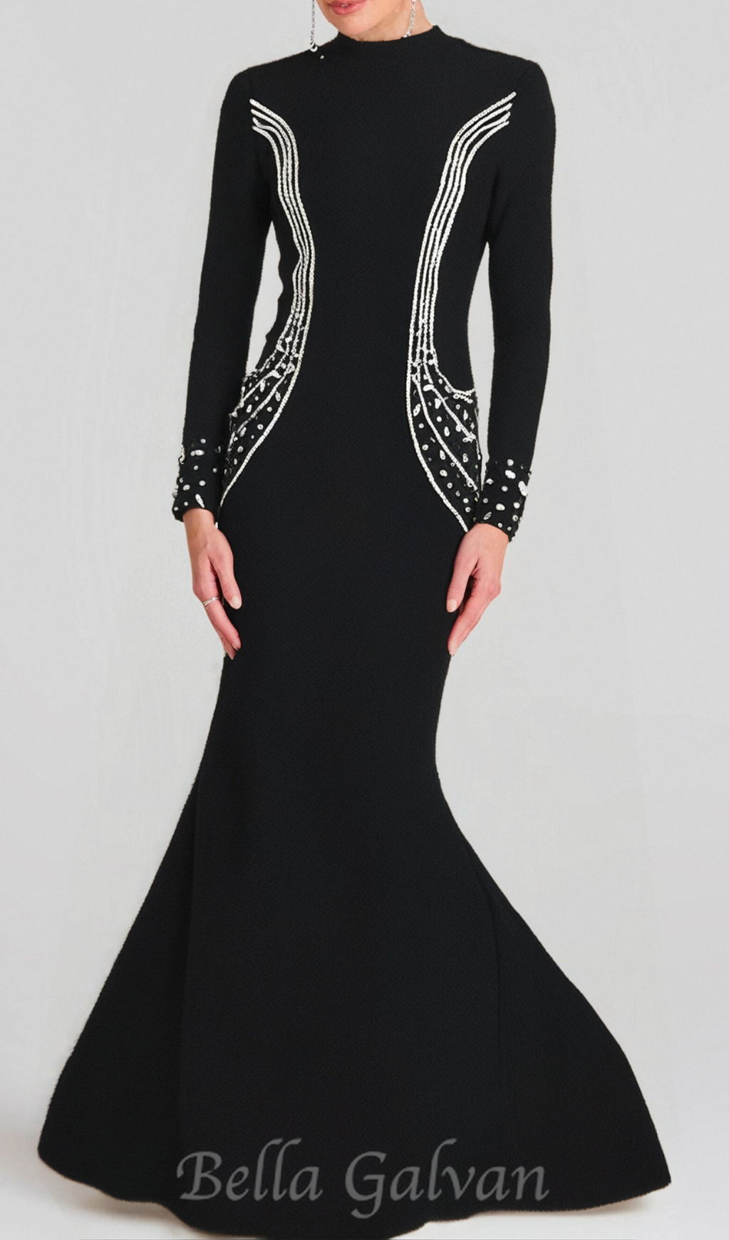 Flowering Girl Women Ashley crystal embellished bodycon maxi dress in black