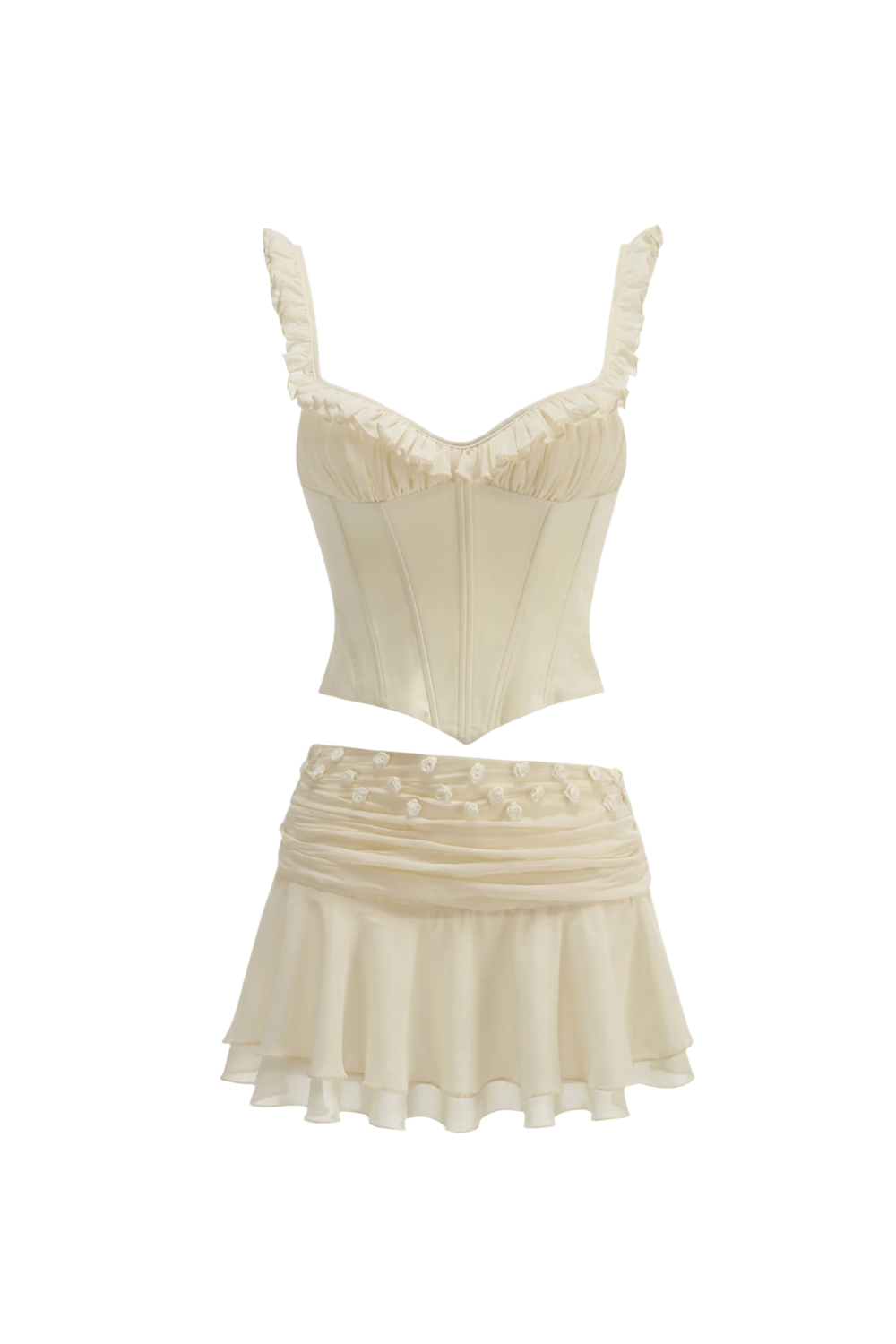 amelia Corset Lace Up Ruffle Skirt Set