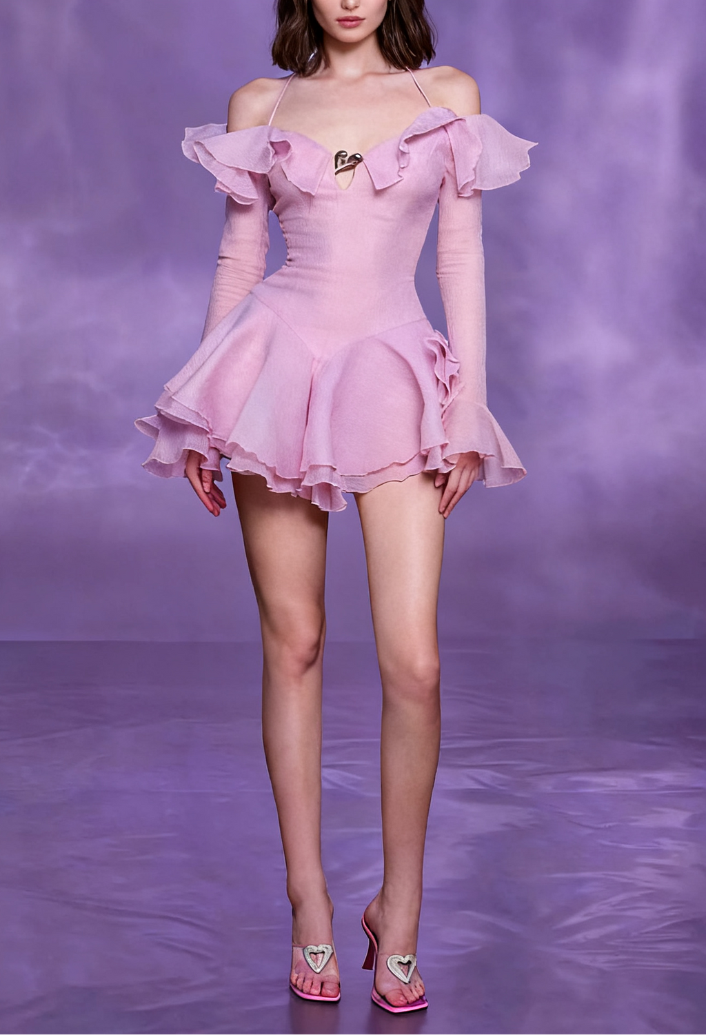 Flowering Girl Women Ruffled Halter Mini Dress In Pink