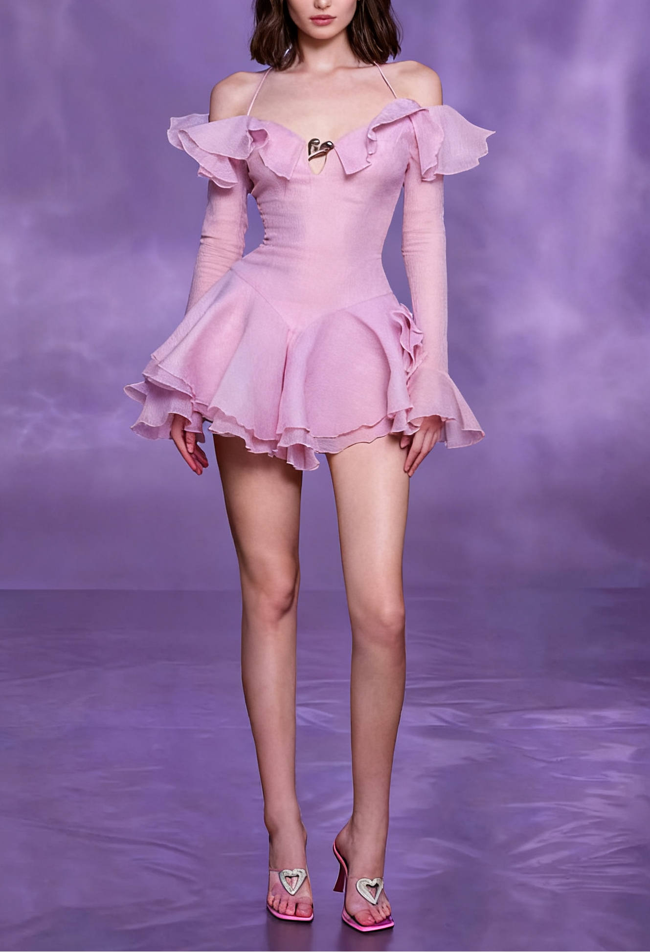 Flowering Girl Women Ruffled Halter Mini Dress In Pink