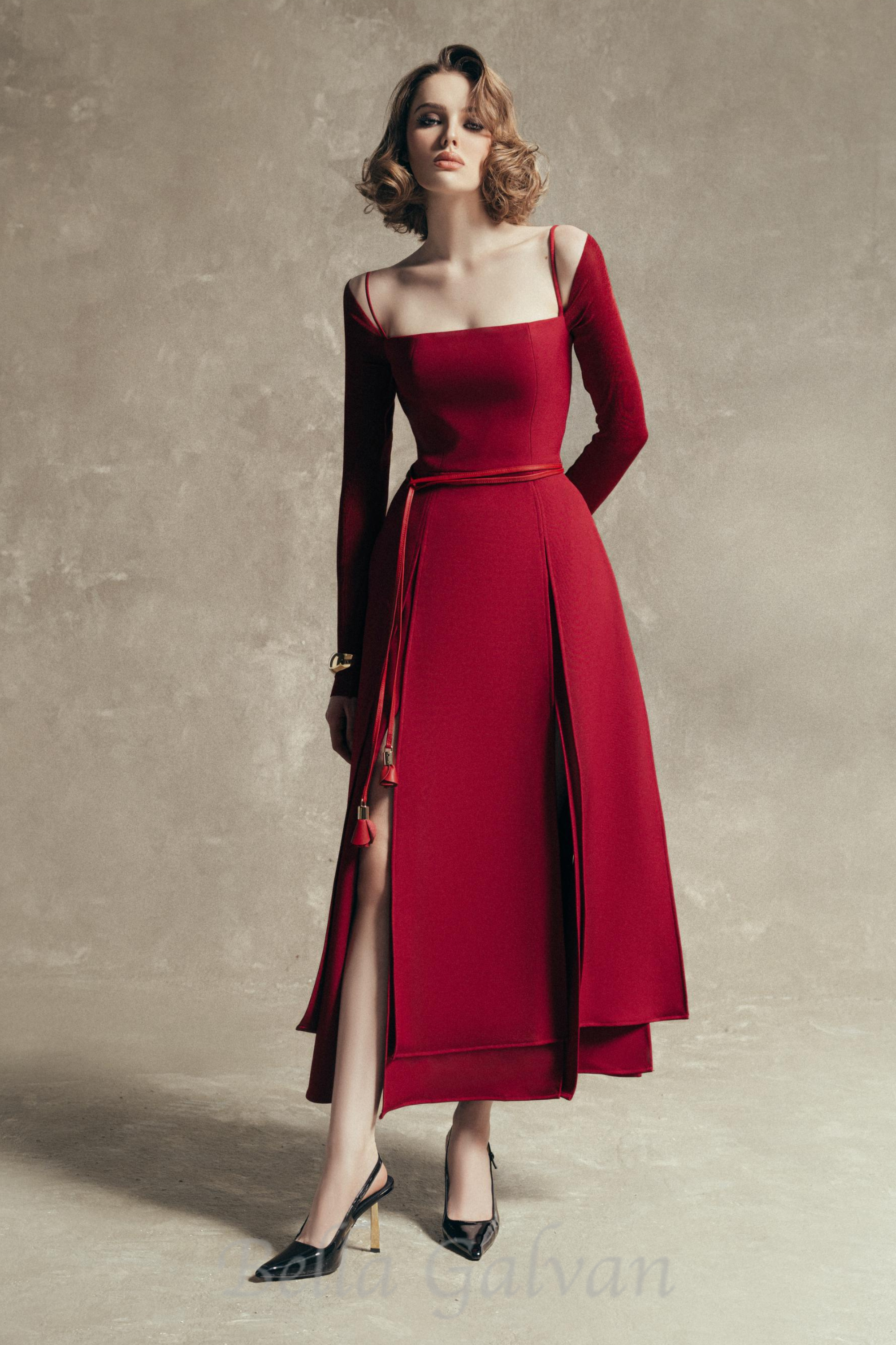 Flowering Girl Women PHANTOM Fringed Midi Dress in red