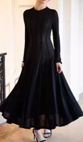 Flowering Girl Women black crochet lace maxi dress with sleeves