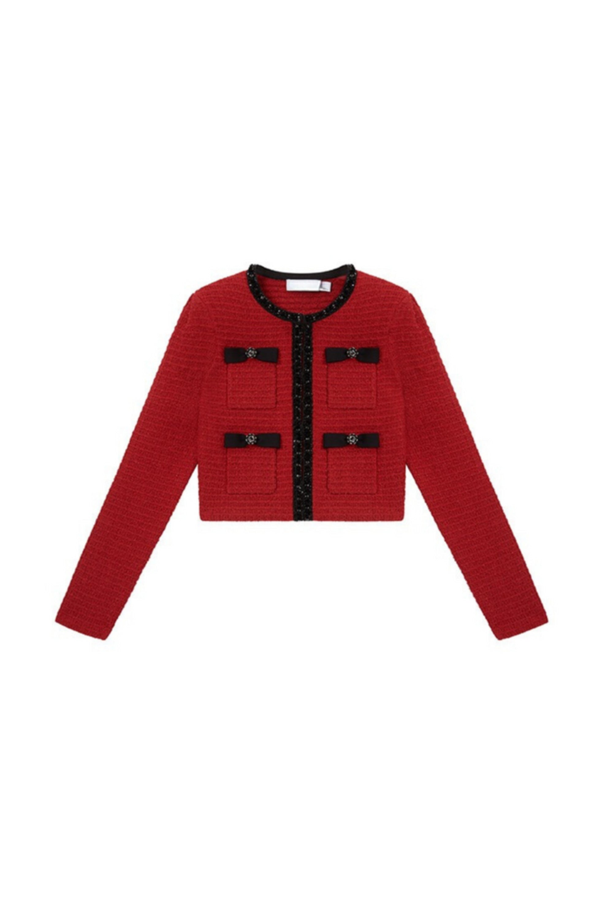 Flowering Girl Women Red Knit Cardigan
