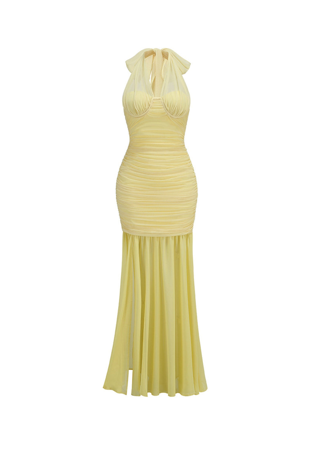 Flowering Girl Women Sleeveless Drape Maxi Dresses In Yellow
