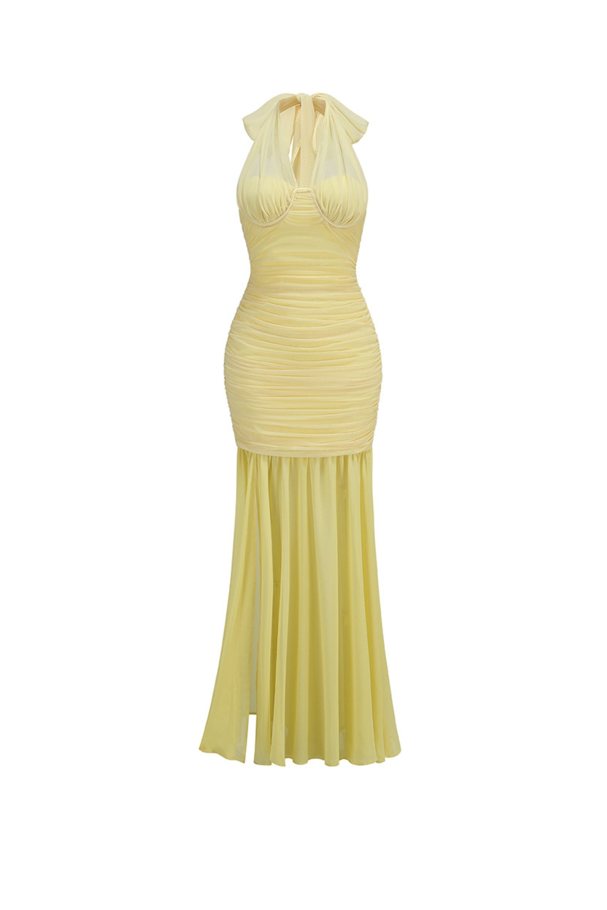 Flowering Girl Women Sleeveless Drape Maxi Dresses In Yellow