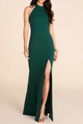 Flowering Girl Women Mock Neck Sleeveless Gown With Front Slit
