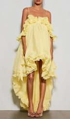 Euleta Spaghetti Ruffle Asymmetric Dress