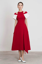 Flowering Girl Women Tiffany Two-Tone Slit Midi Dress