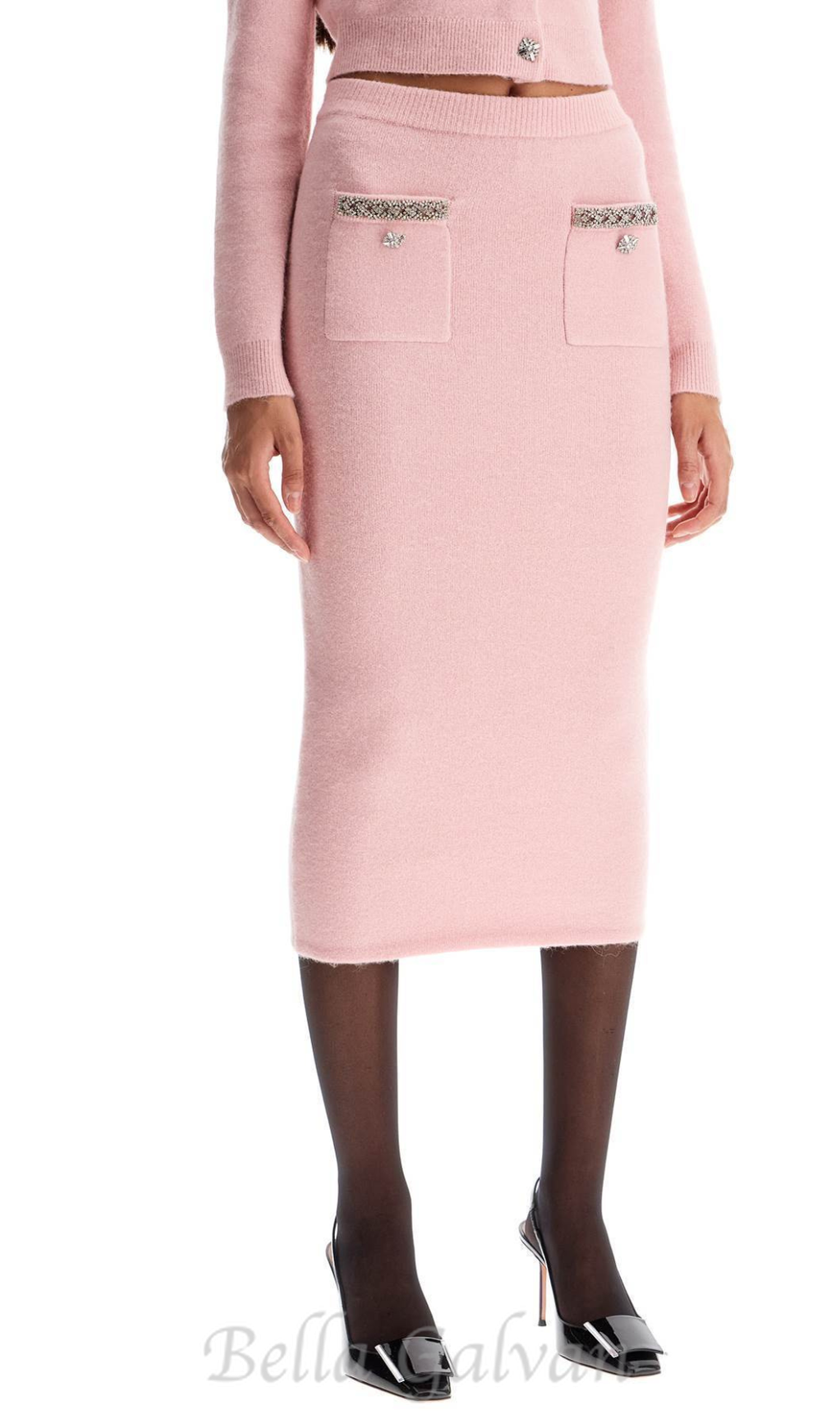 Flowering Girl Women knitted midi skirt in Pink