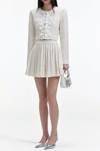 Flowering Girl Women Cream Knit Trim Skirt