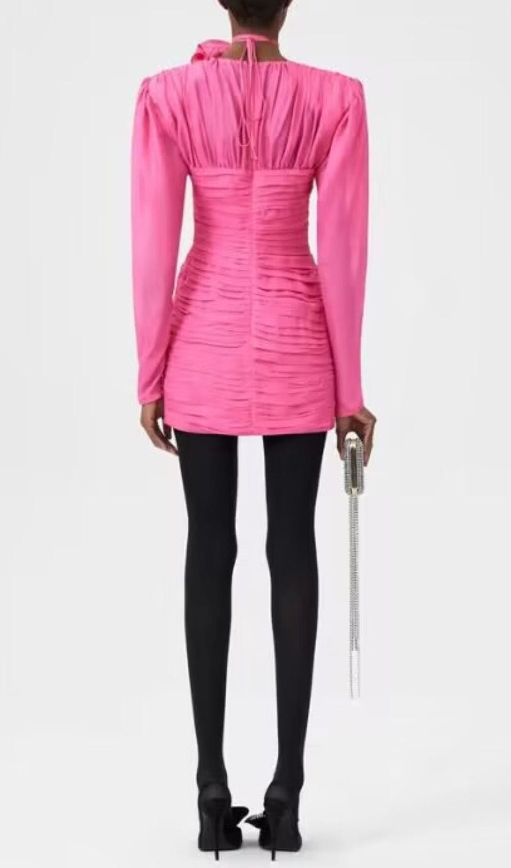 Flowering Girl Women V Neck Pink Ruched Mini Dress