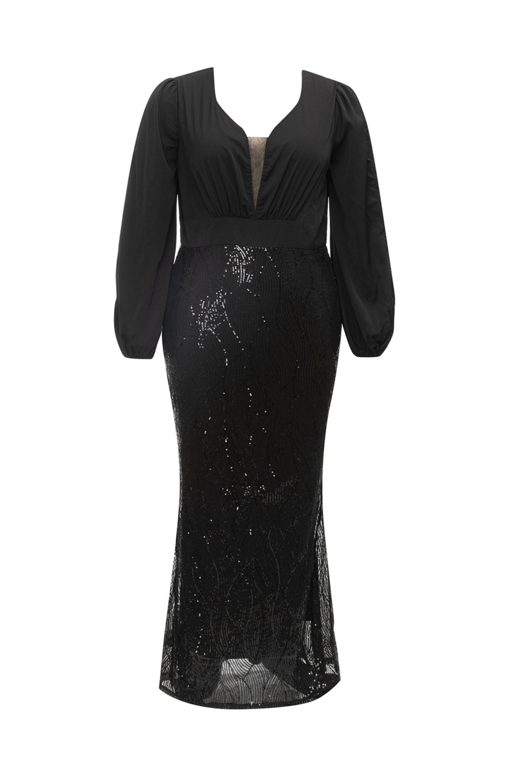Flowering Girl Women Long Sleeve Sequin High Split Midi Dress