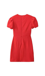 Flowering Girl Women Heart-Shaped Cutout Crêpe Mini Dress In Red