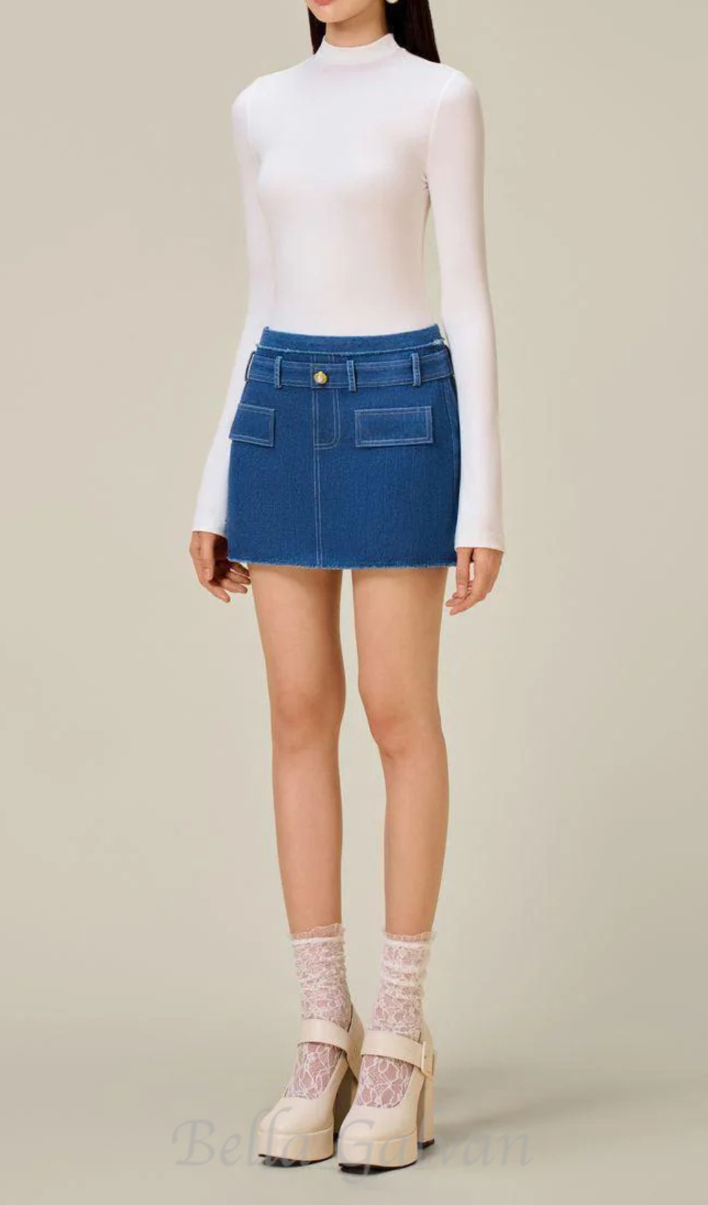 Flowering Girl Women Cathy Tweed Mini Skirt in blue