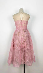 Flowering Girl Women PINK FLORAL LACE EMBROIDER MIDI DRESS