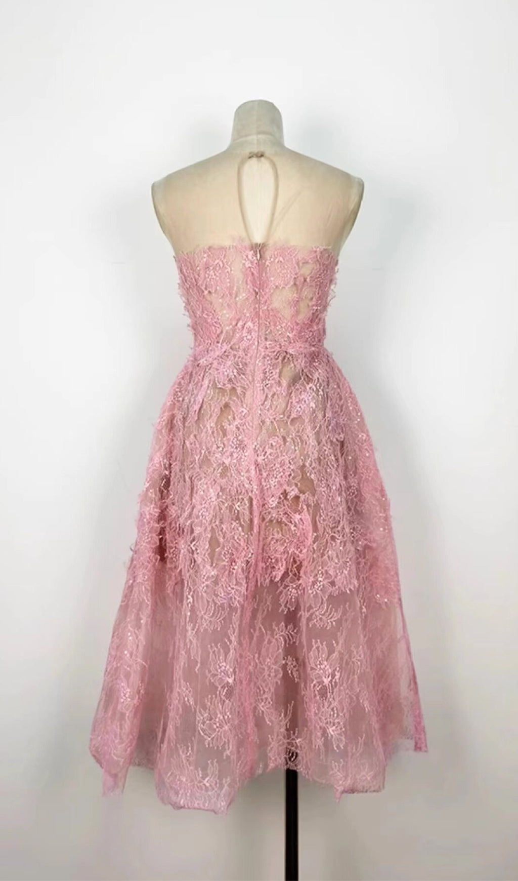 Flowering Girl Women PINK FLORAL LACE EMBROIDER MIDI DRESS