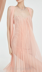 Flowering Girl Women Thea Strapless Mesh Backless maxi Dress in pink