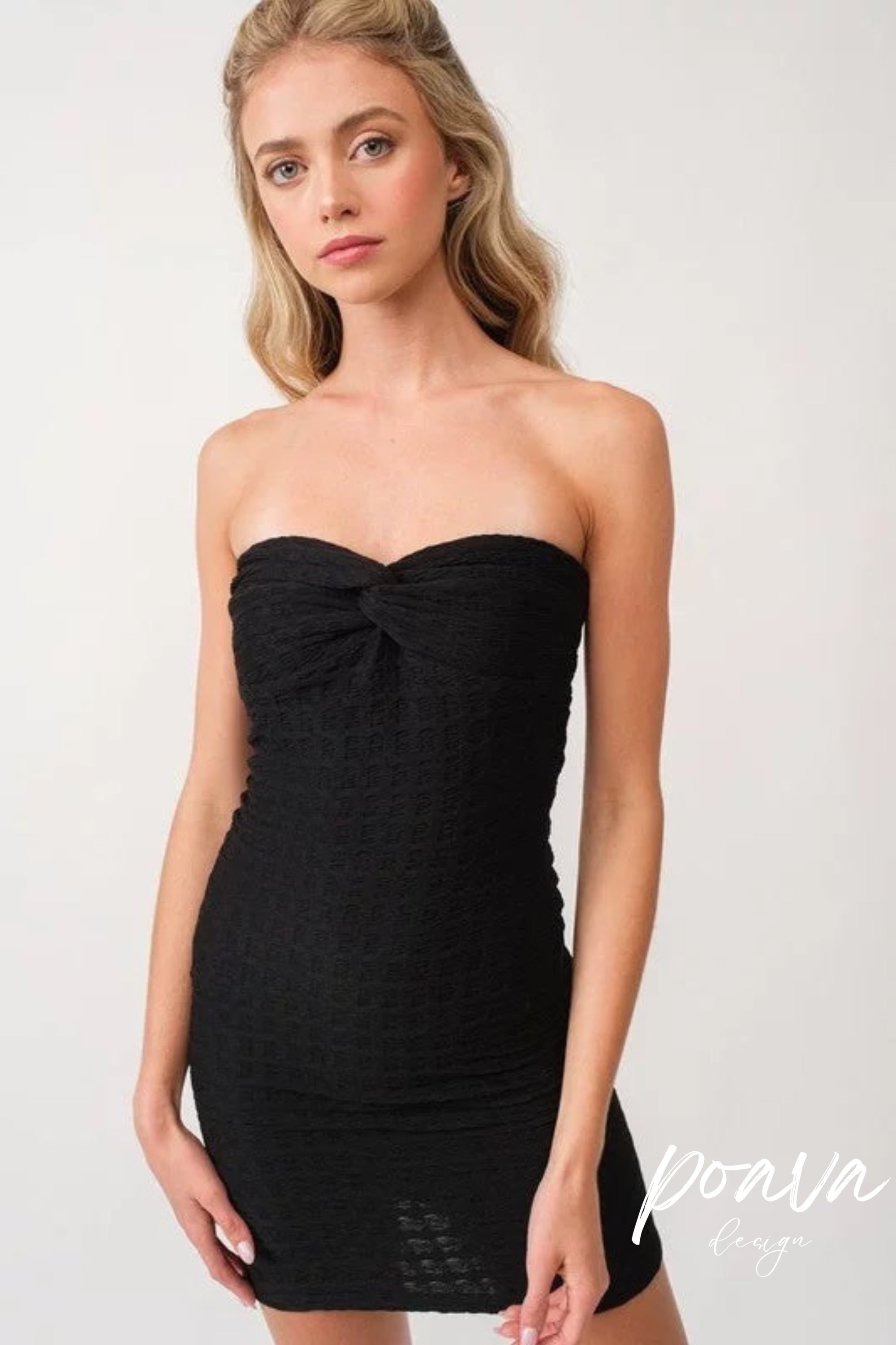 Flowering Girl Women Textured Strapless Mini Dress