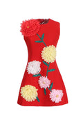 Buttercup Embroidered Mini Dress in Red