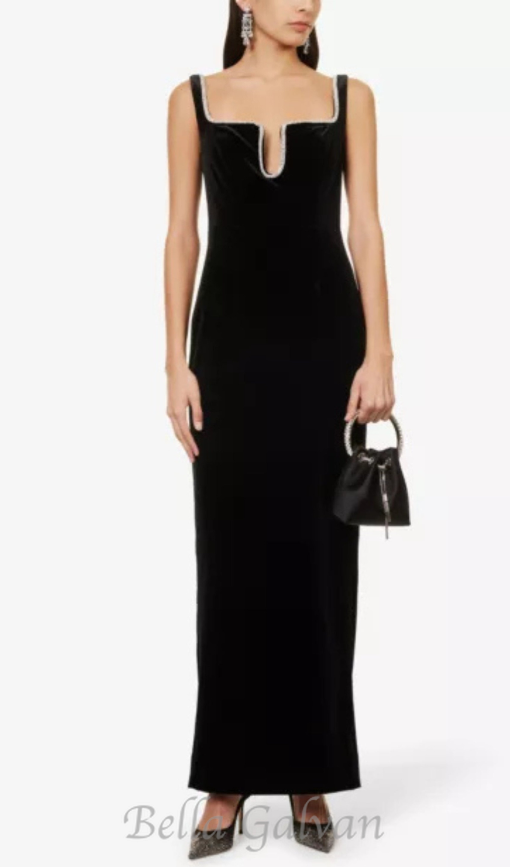 Flowering Girl Women Crystal-embellished velvet maxi dress