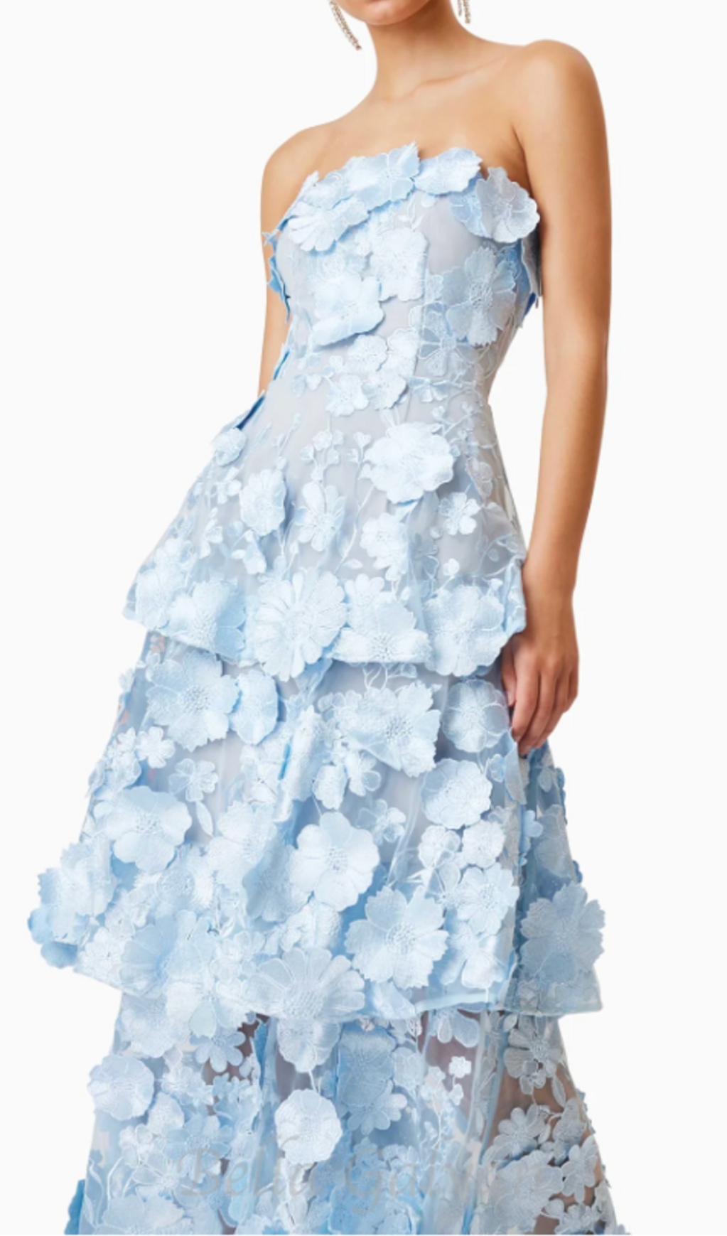 Flowering Girl Women Selene 3D flower Tiered Maxi Dress In Blue