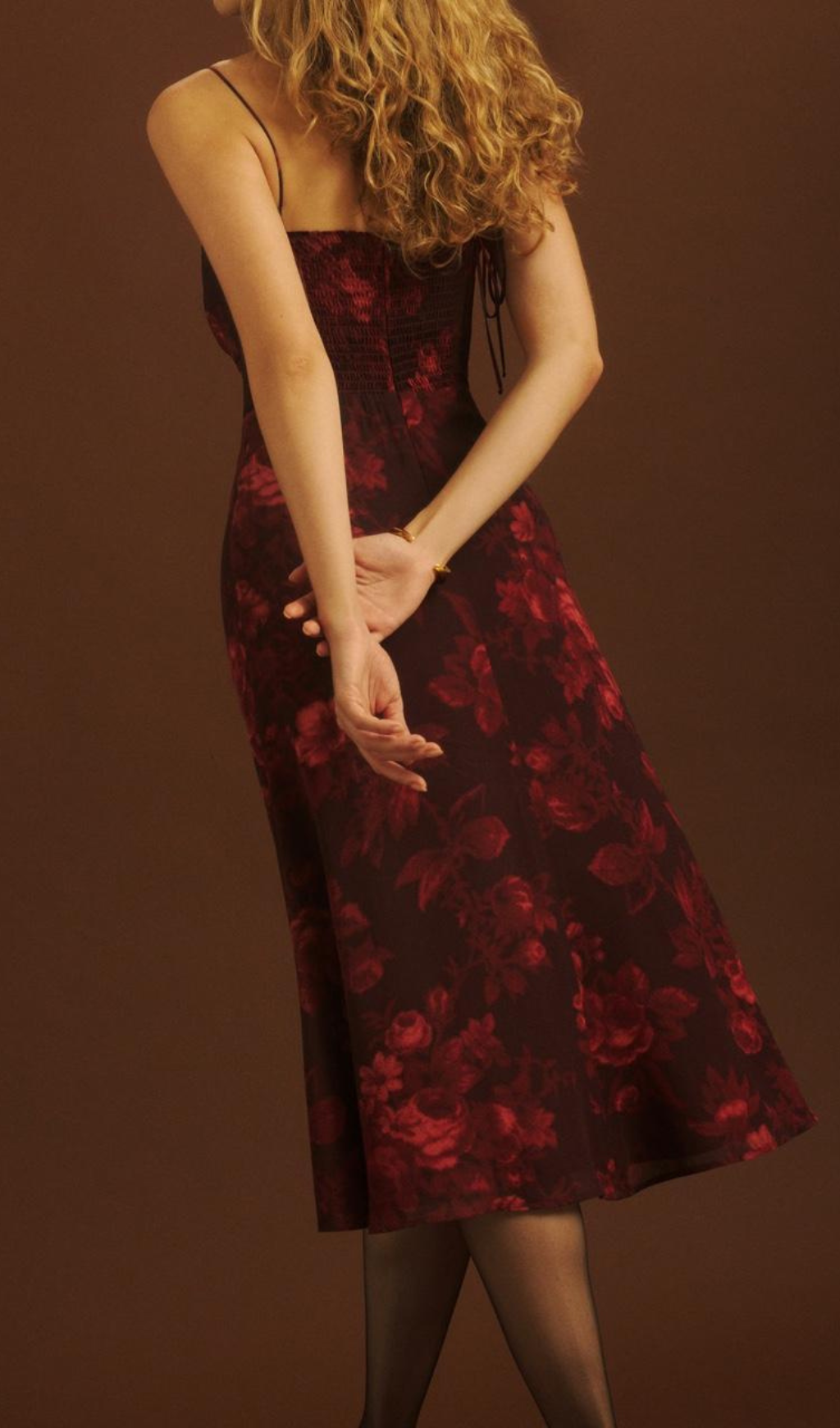 Flowering Girl Women Floral Print Slit Midi Dress In Burgundy