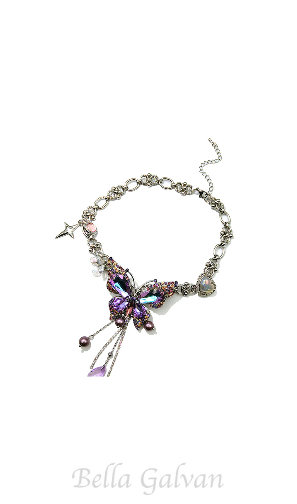 Flowering Girl Women teardrop tassel butterfly necklace