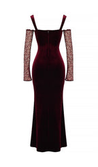 Flowering Girl Women Black Cherry Velvet Maxi Dress