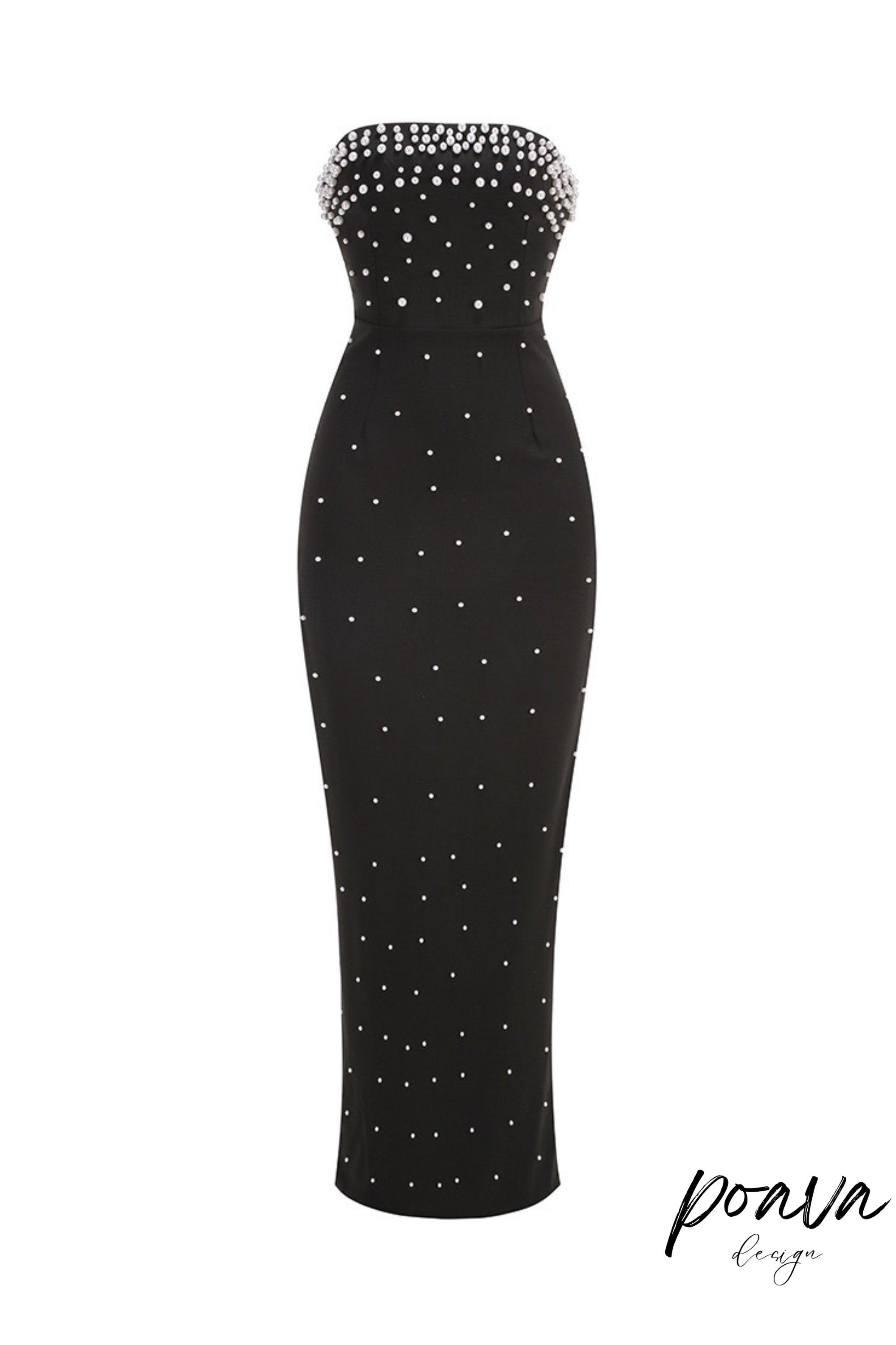 Flowering Girl Women Pearl-Embellished Strapless Gown In Black