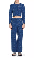 Flowering Girl Women Palm Cropped Blazer in blue