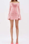 Flowering Girl Women Flower-Embellished Ruched Mini Dress In Cotton Candy