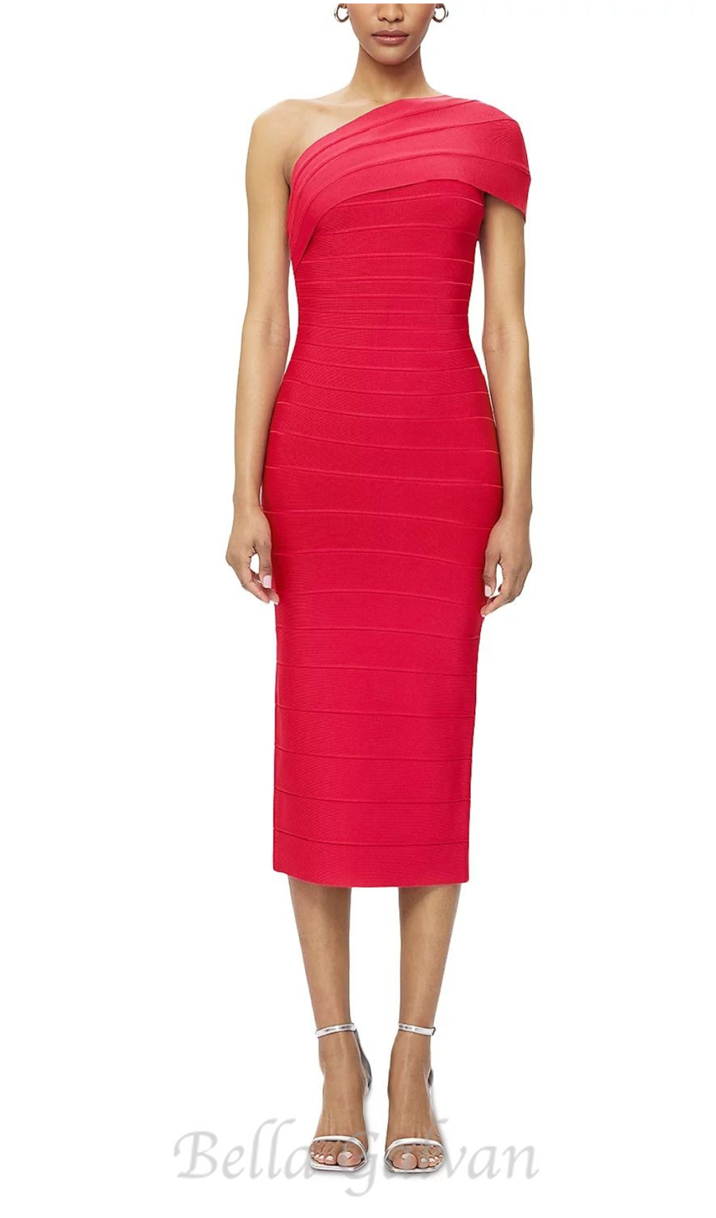 Flowering Girl Women Abigail one-shoulder bandage midi Dress in rio red