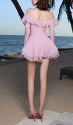 Flowering Girl Women Ruffled Halter Mini Dress In Pink
