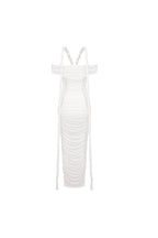 Flowering Girl Women Bandage Off Shoulder Maxi Dress In White