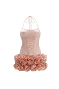 Flowering Girl Women Cindia Floral Lace Up Corset Two Piece Set in Pink