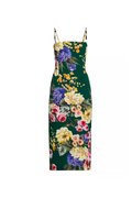 Flowering Girl Women floral print sheath midi dress in green
