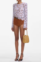Flowering Girl Women Lilac Lace Fluted Sleeve Top
