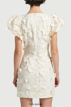 Flowering Girl Women Butterfly Appliqué Mini dress in cream