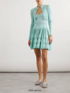 Flowering Girl Women Archetypes ribbed pointelle-knit mini dress in green