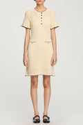 Flowering Girl Women Simona Hollow Knit Mini Dress In Apricot