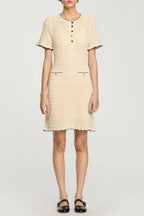 Flowering Girl Women Simona Hollow Knit Mini Dress In Apricot
