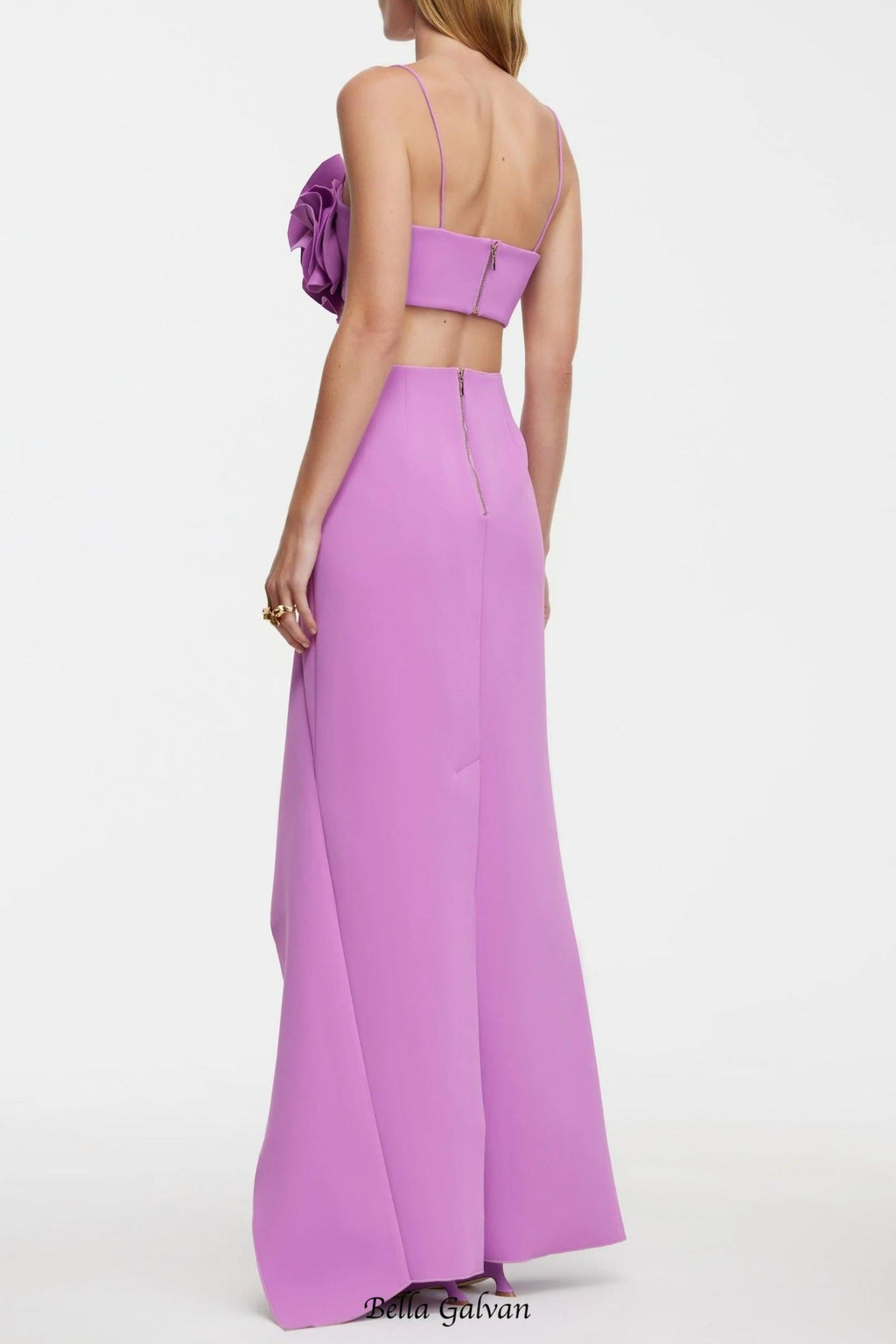 Irregular ruffle fishtail skirt in purple
