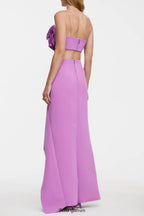 Irregular ruffle fishtail skirt in purple